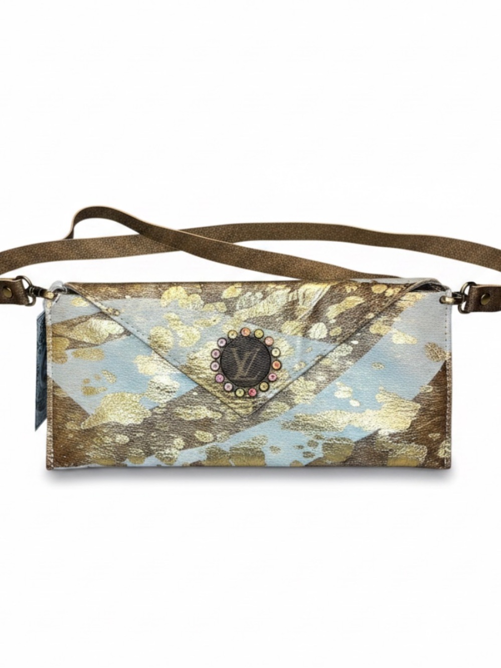 NWT Keep It Gypsy Gold Ivory Safari Hide Upcycled Lucille Crossbody Bag